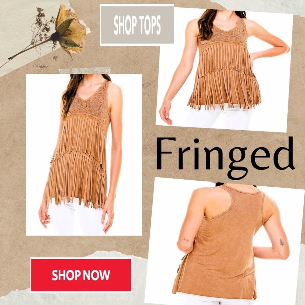 BULLY Designer FRINGE & BLING Dangling TANK TOP Embellished T-SHIRT Priced CHEAP